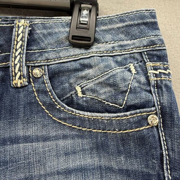 Vigoss Jeans Women's 3x21 Blue The York Capri Leather Studded Embellished - Picture 5 of 14